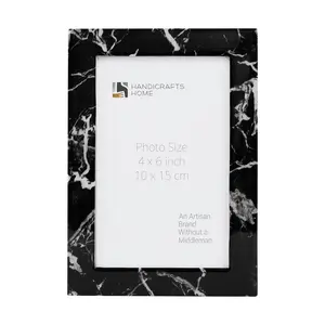 Handicraft Home Handmade Rare Earth Marble Picture Frame Resin Inlay Black – 3 Sizes