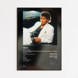 Michael Jackson Thriller Tracklist Poster, MJ Thriller Album Cover Poster Decor, 80s Music Art