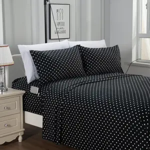 Mocassi Polkadot Pattern Bed Sheet Set, 1800 Thread Count Hotel Premier with Vibrant Fade-Resistant Softness