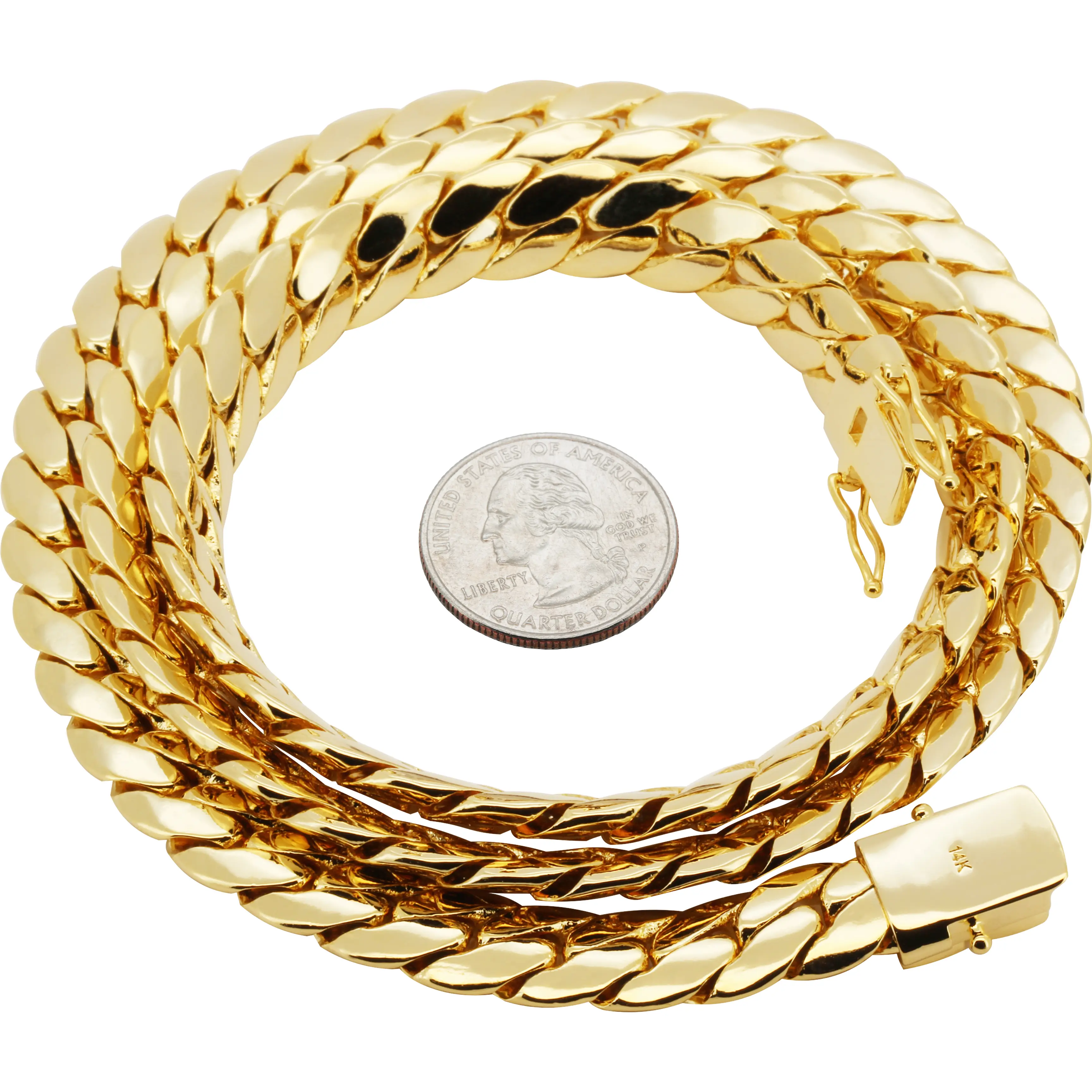 14k Yellow Gold Plated 9-12mm Miami Cuban Link Chain Necklace Bracelet 8.5”-30”