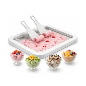 Second Generation Ice Cream Roll Machine, Home Use Roll Style Ice Cream Maker, No Dairy & Frozen Yogurt Machine, with Rolling Spoon