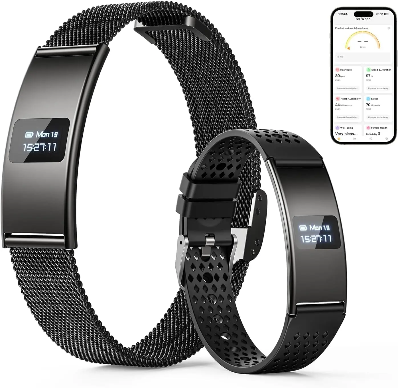 Smart Fitness & Health Tracker Band – Heart Rate, SpO2, HRV & Sleep Monitoring | IPX8 Waterproof | 7-Day Battery