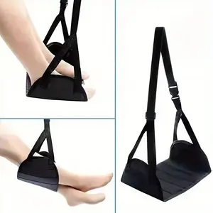 Aircraft Footrest Pad, Portable Adjustable Straps, Ideal for Travel, Lightweight Desk Hammock Leg Rest, Suitable for Airplane, Office, Outdoor, Car Use