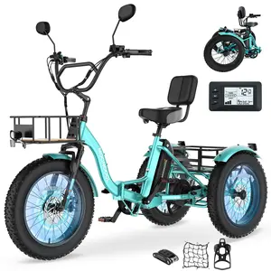 MOONCOOL FT1 Electric Tricycle for Adults, 1000W 4" Fat Tire Aluminum Frame, 48V 14.5Ah Battery, Hydraulic Disc Brakes with Rear Differential, Front Suspension, 7-Speed Transmission, 400lbs Payload