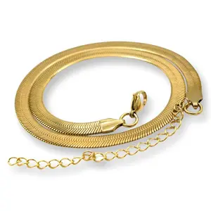 Herringbone Necklace - Gold Finish with long durability