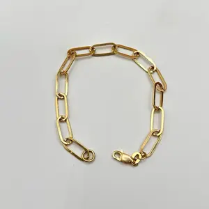 Paperclip Bracelet - Real 14k Link Chain with Secure Lobster Clasp for Everyday Wear