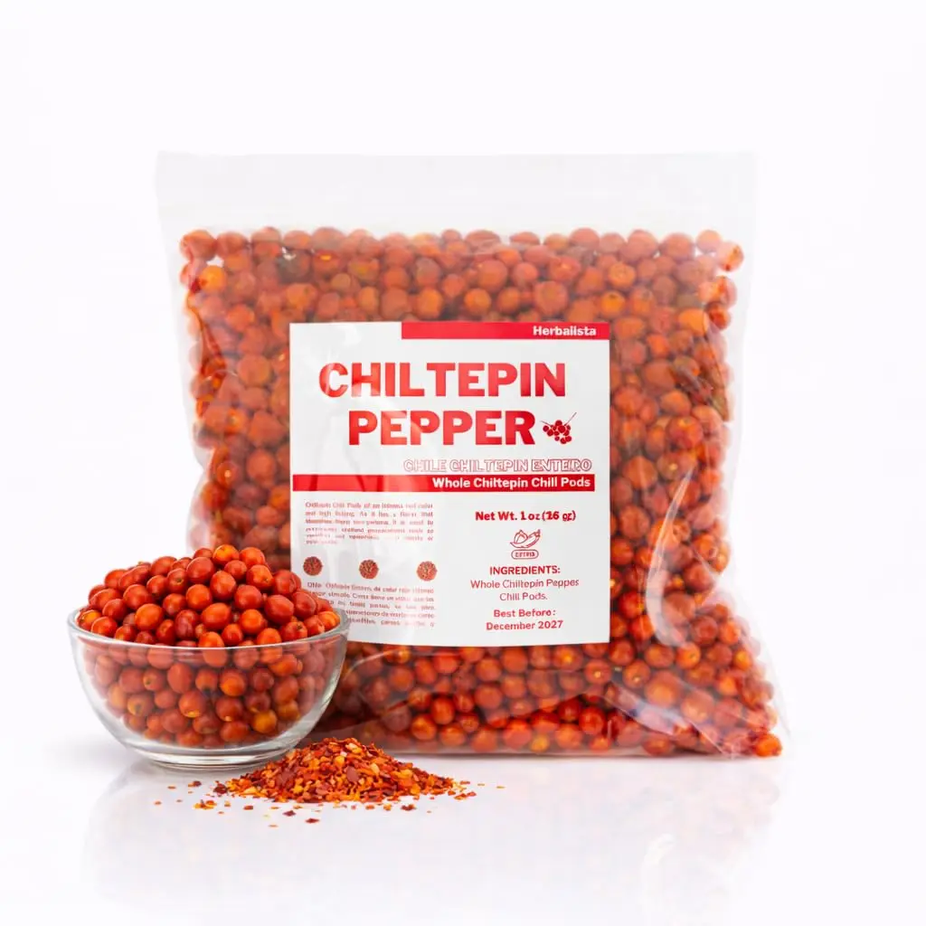 Whole Dried Chiltepin Peppers 1 oz – Wild Harvested Chile Tepin from Mexico – Intense Heat & Smoky Flavor – Perfect for Salsa, Meats & Mariscos