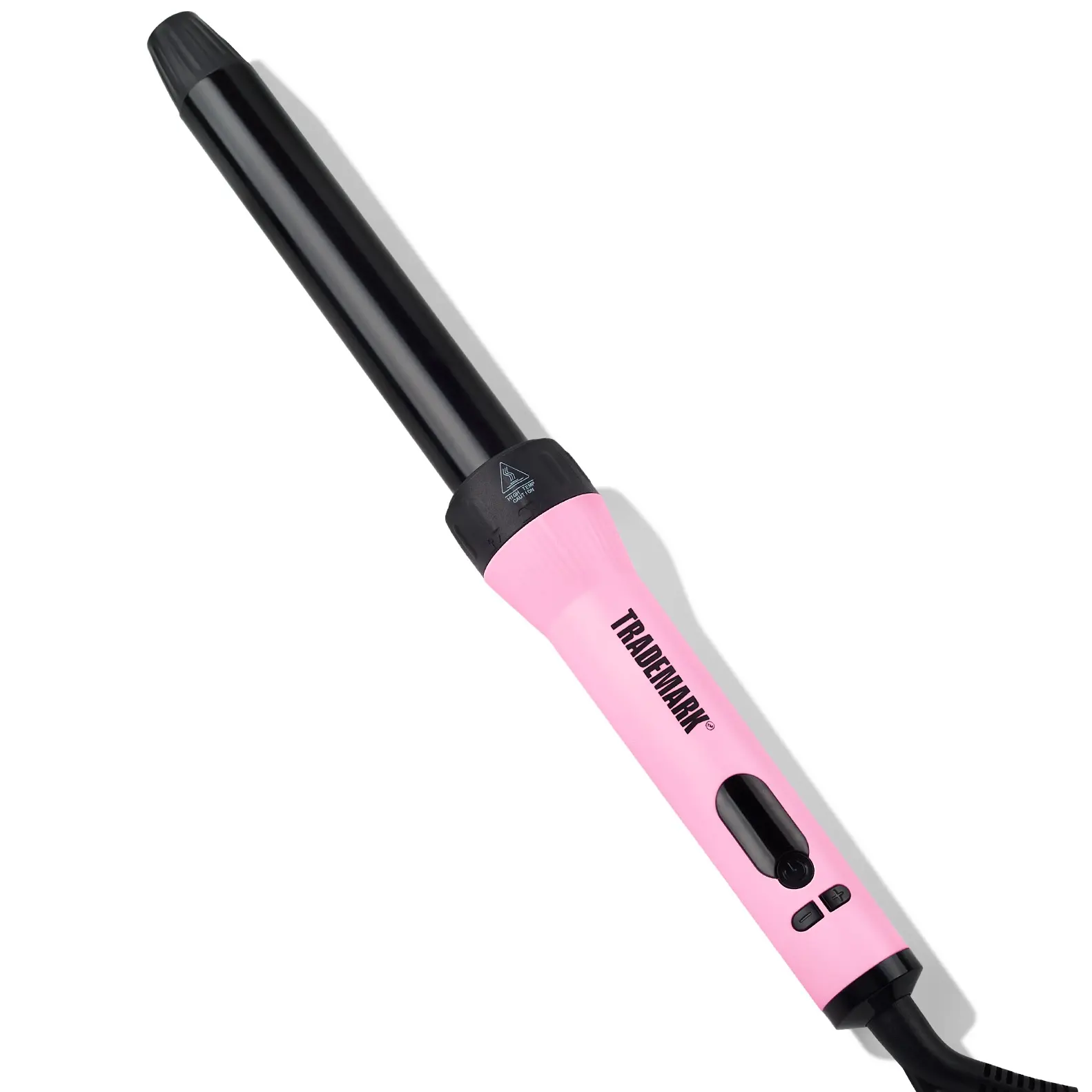 Trademark Curling Wand 1 inch Interchangeable Hair Iron Mood Ceramic Barrels Tight Tousled Waves Dual Voltage Pink & Black