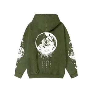 Retro Classic Sleep Token Washed Cotton Hooded Zip-Up Sweatshirt Unisex For Autumn Winter Comfortable Vintage For True Fans