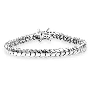 Shop LC Herringbone Linking Bracelet in Rhodium Over Sterling Silver 7.25 In 14.70 Grams Shop LC Herringbone Linking Bracelet in Rhodium Over Sterling Silver 7.25 In 14.70 Grams