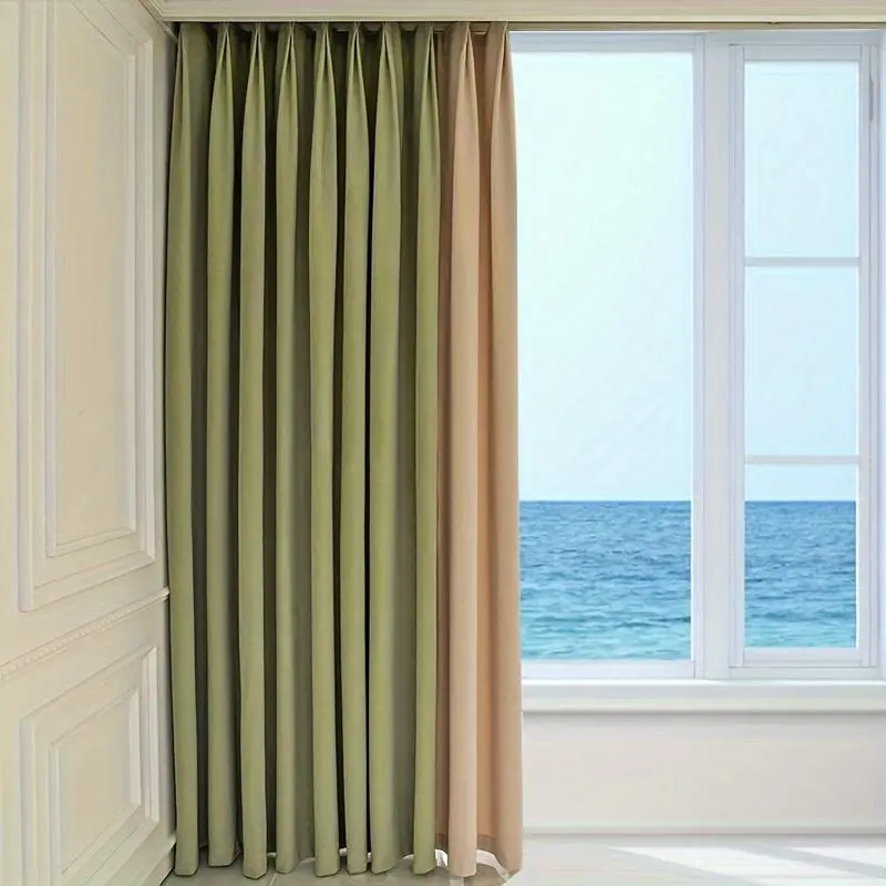 Herringbone Pattern Curtain, 2 Counts/set Modern Simple Blackout Curtain, Heat Insulation Curtain for Living Room Bedroom Bay Window