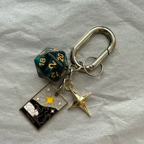 #therockcandy Christmas Thanksgiving Tarot Card Major Arcana Star Dice Aesthetic Keychain Bag Pendant, Casual Hanging Ornament, All Seasons
