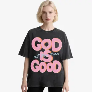 230G Washed Pure Cotton T - Shirt, Men'S Casual Fashion, With 'GOD IS GOOD All The Time' Words Print, Outdoor Sports T - Shirt |     Loose Fit |     Soft Knitted T - Shirt Streetwear Vintage graphic tee graphic tee festival gift TikTok Shop Offers
