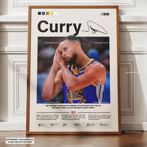 Stephen Curry Poster, Curry Golden State Warriors, Framed NBA Basketball Print, Basketball Shooter Decor, Sports Artwork, Curry Warriors Art