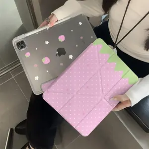Pink Strawberry Tablet Case For iPad Pro 11 12.9 13 8.3 M2 M4 M3 9.7 10.2 5/6th 7/8/9 10th 11th Mini 6 7 Air 3 4 5 6 Stand Cover