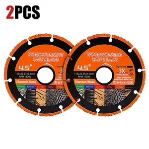 LOZLIN  2PCS/4PCS 4.5" Carbide Saw Blades - Cut Wood w/Nails & Metal, Anti-Kickback Design - Angle Grinder Blades for Safe & Fast Cutting (115mm) Tool Accessories