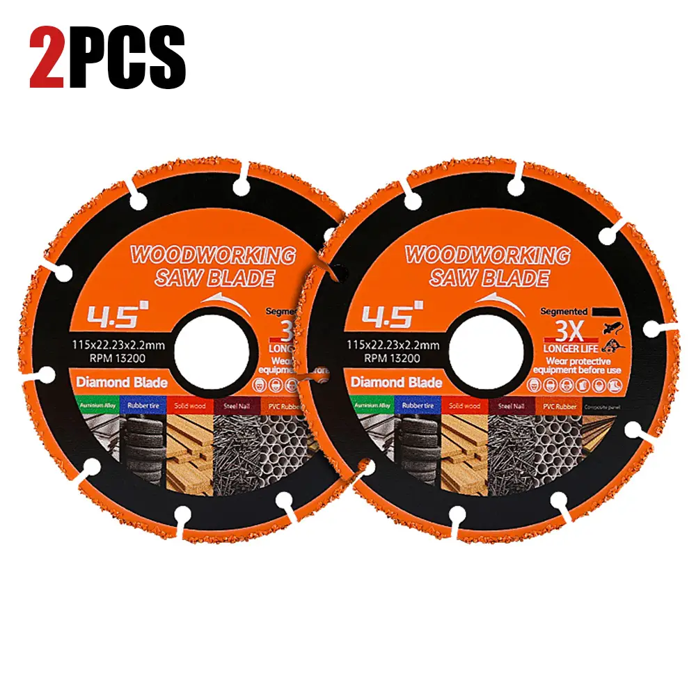 LOZLIN 2PCS/4PCS 4.5" Carbide Saw Blades - Cut Wood w/Nails & Metal, Anti-Kickback Design - Angle Grinder Blades for Safe & Fast Cutting (115mm) Tool
