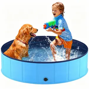 Foldable Dog Swimming Pool, Portable Pet Pool, Collapsible Kiddie Pool, PVC & Sturdy & No Pump Needed & Anti-Slip Pet Bathing Tub, Doggie Wading Pool for Small Medium Large Dogs Cats Kids, Indoor Outdoor & Garden & Beach & Backyard & Home, #SummerVibes