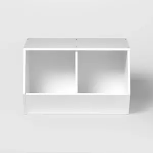 Stackable Laminate 2-Compartment Kids' Storage Bin White - Pillowfort