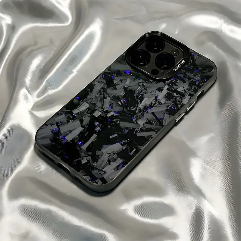 Matte Purple Carbon Fiber TPU Phone Case, Smartphone Handheld Protection Accessory, Trendy Holiday Gift for Adults, Compatible with iPhone 17,16,15,14,13,12,11 Series