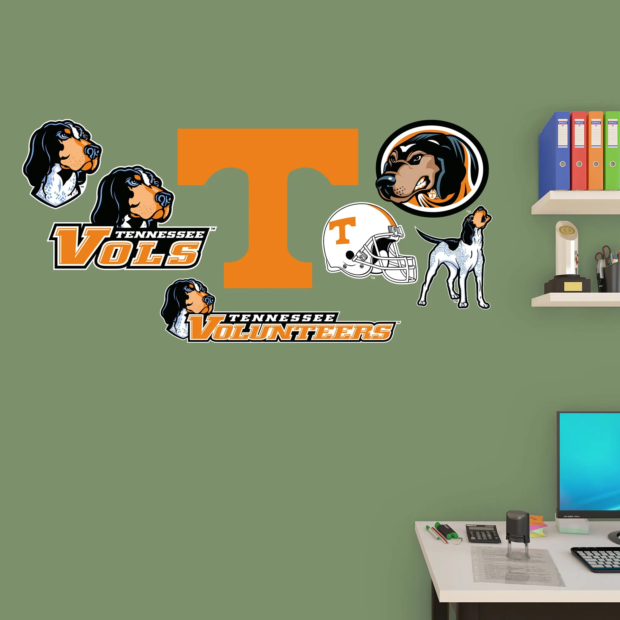 Official NCAA Tennessee Volunteers RealBig Logo Assortment Collection - Removable Reusable Vinyl Stickers for Home Decor