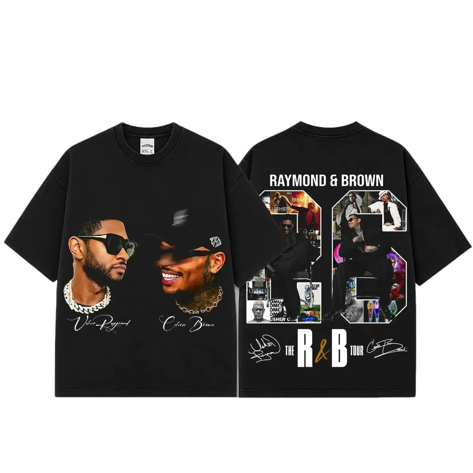 [FREE SHIP] Raymond & Brown 26 Album Collage R&B Tour Premium Cotton T-Shirt, Clean Black R&B Concert Fan Tee, Minimal Tour Graphic Merch