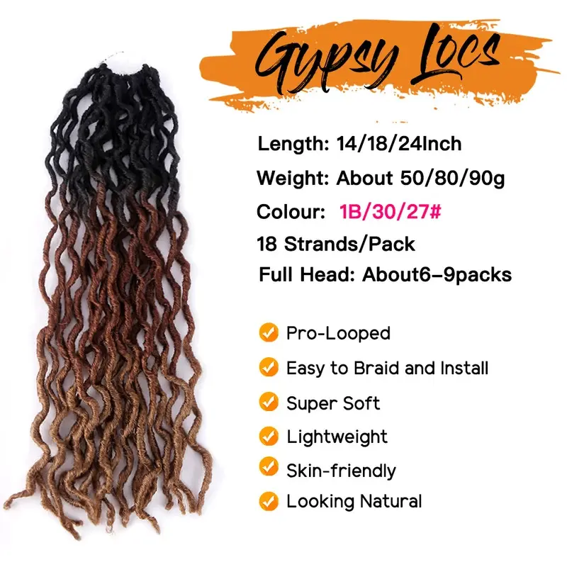 Goddess Faux Locs Crochet Hair Soft Curly Dreadlocks Hair Extensions Synthetic Braiding Hair Crochet Locs Wholesale Braids