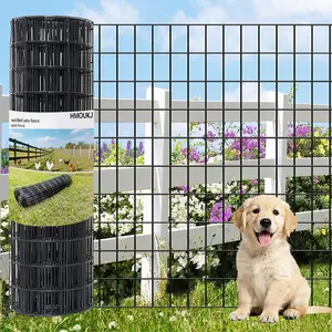 Black PVC Coated Welded Wire Fence 48 Inch x 50 Foot, 2 Inch x 3 Inch 16GA, Garden Border Fencing Roll Vinyl Coating Metal Wire Mesh Hardware Cloth for Yard Vegetable Plant Protection