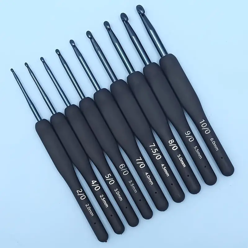 Crochet Hook Set, 9pcs Sturdy and Durable Crochet Tool Set with Soft Handle, Handmade DIY Crafts Crochet Hooks for Home Use