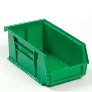Global Industrial SB473G Green Plastic Hang & Stack Bin, Home Organizer Storage Container - 7.375 x 4.125 x 3 in.