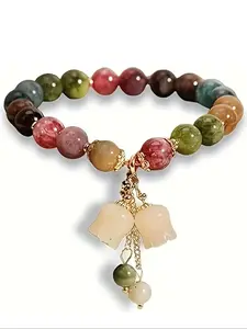 Lily of the valley pendant colored beryl bracelet, Premium Crystal Bracelet, Back to school season Expel evil spirits to ensure safety Help improve career luck Balance human energy Exquisite and versatile Unisex gift for family, good friends, teachers