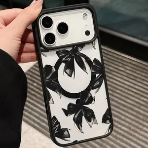 Transparent Magnetic Phone Case, Full Screen Butterfly Knot Design, Anti-Drop Tpu Shockproof Protective Cover for iPhone 17/16/15/14/13/12/11/XS/XR/7/8