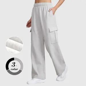 JEKAOYI Womens High Waist Cargo Sweatpants Baggy Lightweight Spring Version Cargo Casual Workout Jogger Solid Color Pants with Pockets