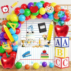 BORAMDO 111 Pcs Graduation Party Decorations 2026, Giant Back to School Theme Party Decorations with Tablecloth ,Backdrop, ABC Box, Cutouts, Pencil Apple B