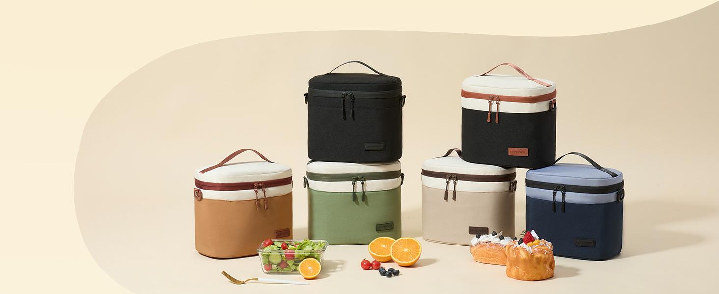 LOVEVOOK Insulated Lunch Box for Women Men, Reusable Lunch Bag for Work Picnic Beach College School, Leakproof Cooler Bag with Shoulder Strap & Ice Pack, Lunch Box/Bag for Mom Teacher Kids Girl Boy