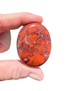 Brecciated Jasper Palm Stone (~1.75") Oval Red Jasper Tumbles - Polished Brecciated Jasper Worry Stone - Brecciated Red Jasper Palm Stone