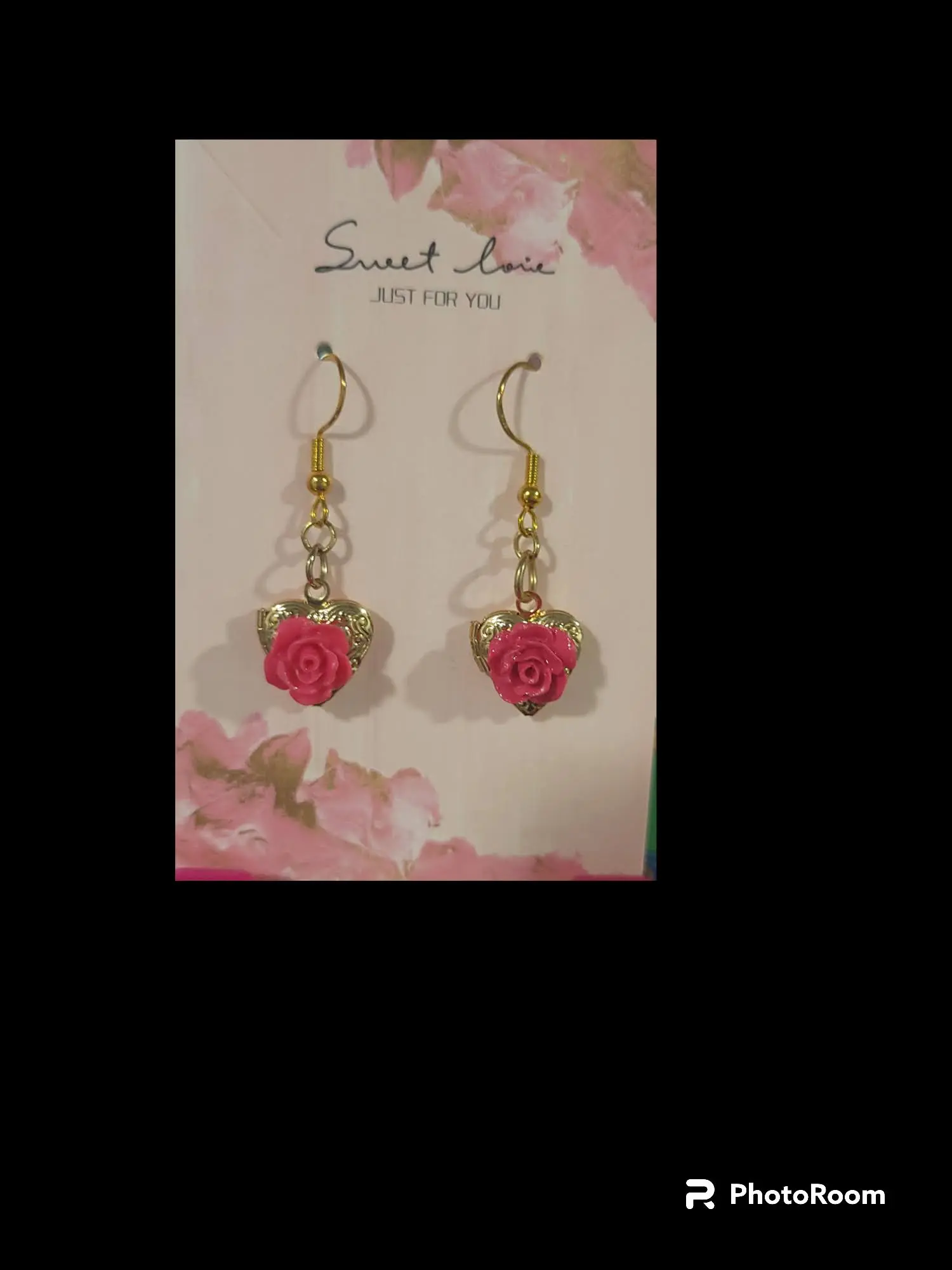 Rose Heart Locket Earrings