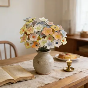 10 Pcs Handmade Ceramic Artificial Flowers, Macaron Cream Style, 3D Glazed Manual Molded, Home Decor for Living Room and Dining Table