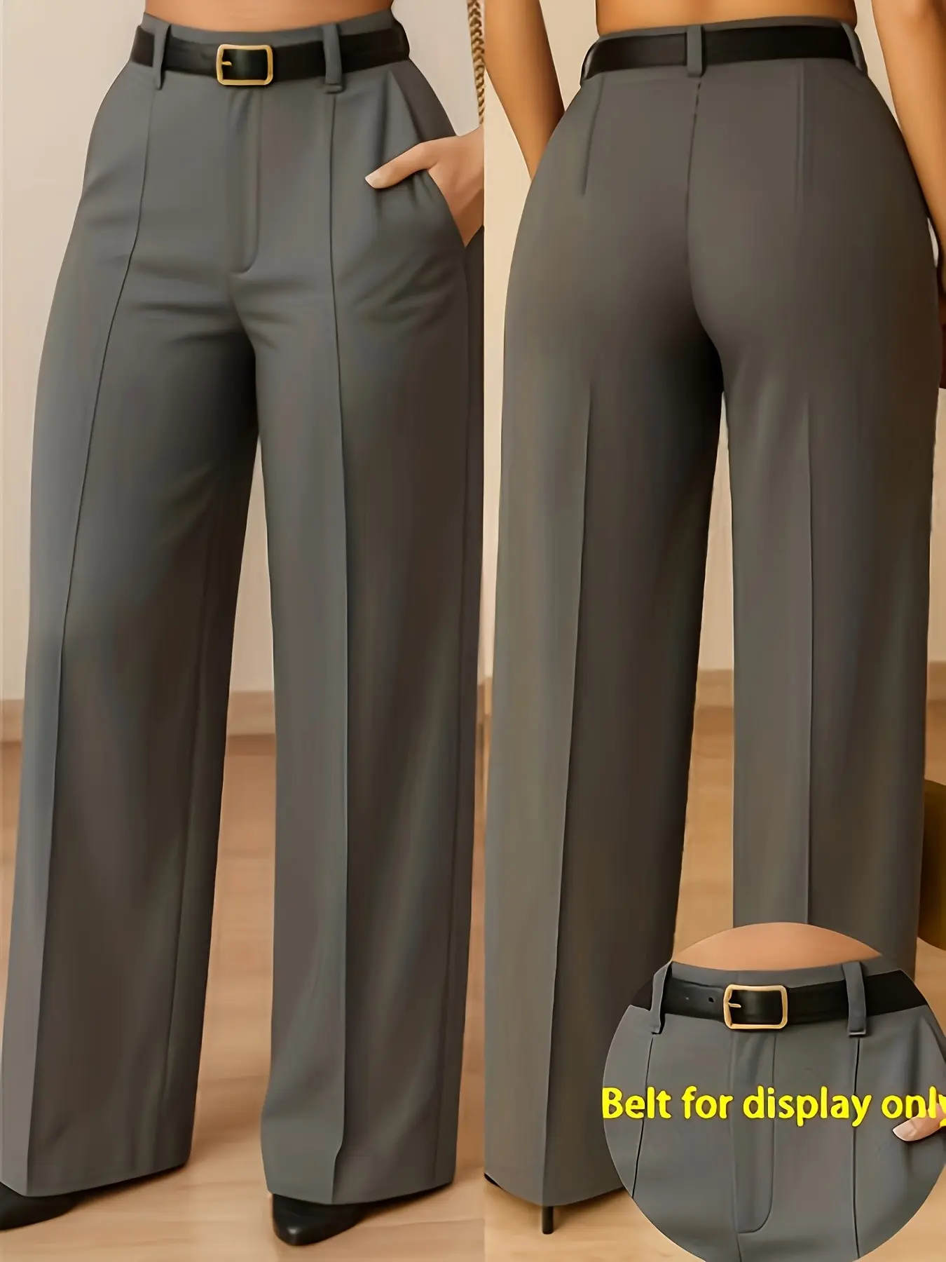 Women's Elegant Business High-Waisted Wide-Leg Pants, Soft Fabric, Perfect for Office and Various Occasions