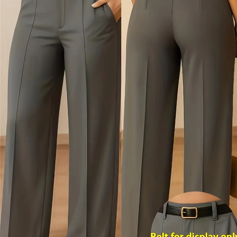 Women's Elegant Business High-Waisted Wide-Leg Pants, Bottoms, Soft Fabric, Perfect for Office and Various Occasions, Fashion Bottoms