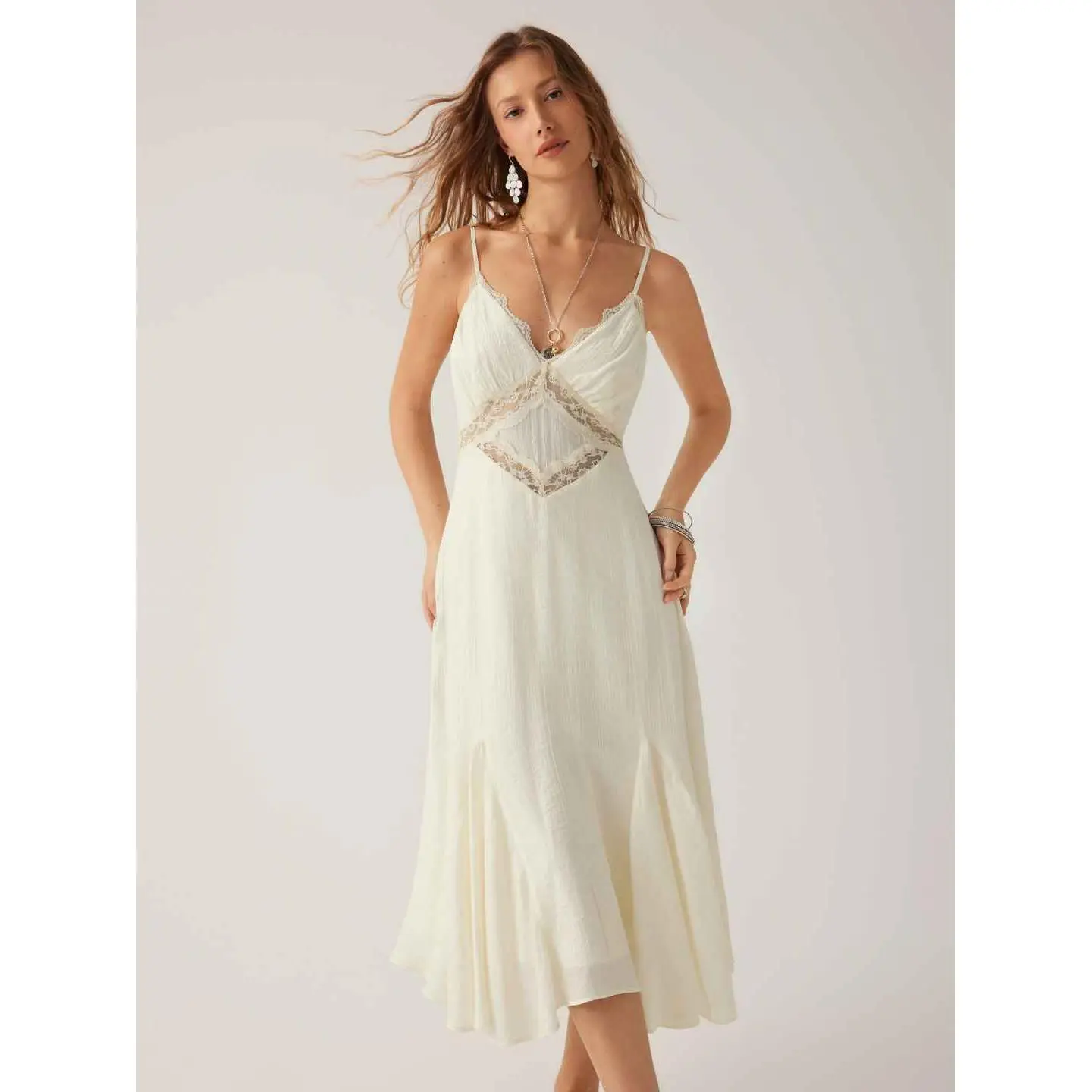 Cider V-neck Lace Panel A-line Cami Midi Dress SwimWeek - TikTok Shop Cider V-neck Lace Panel A-line Cami Midi Dress SwimWeek - TikTok Shop