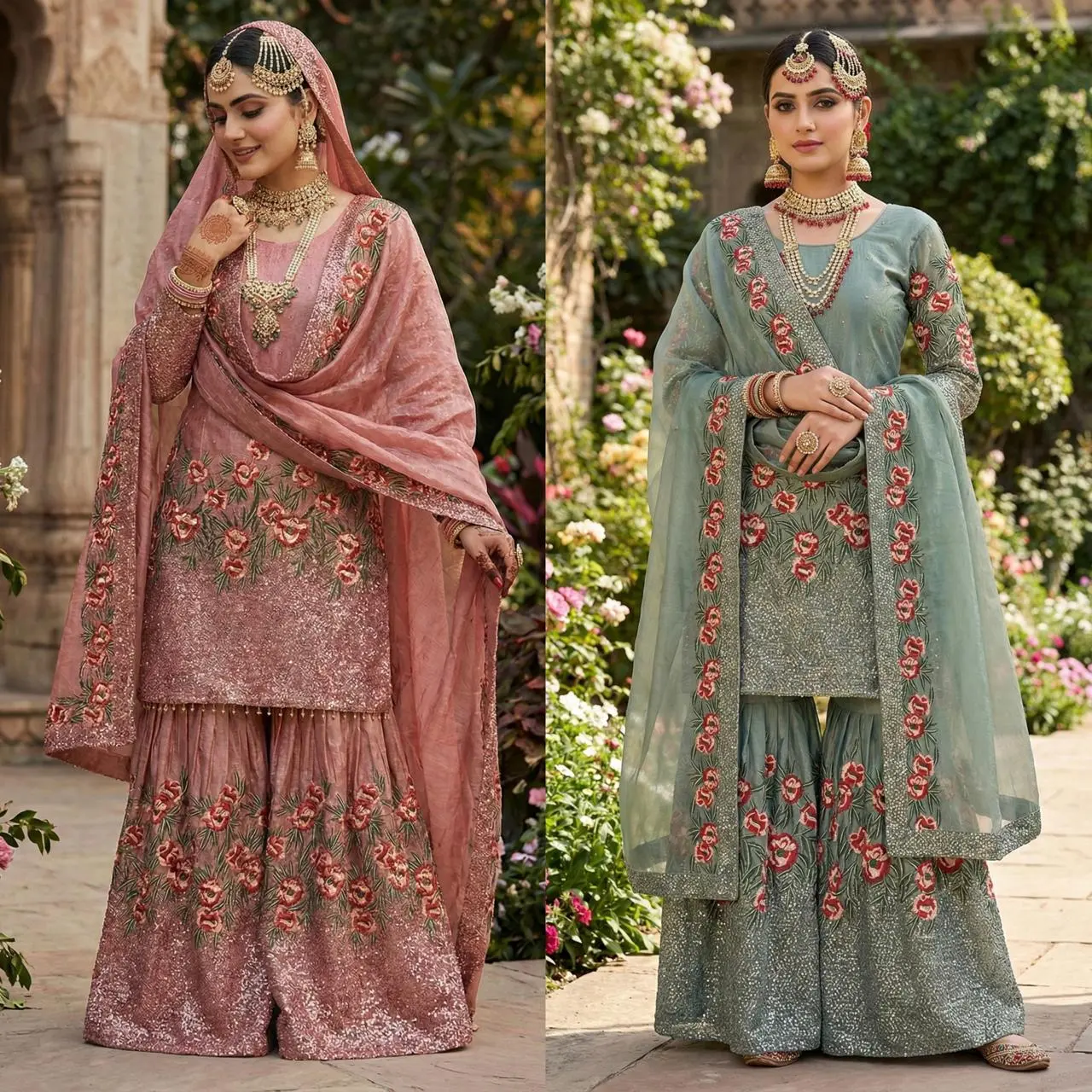 Eid Collection Pure Fendy Silk Top-Bottom & Dupatta Set with Heavy Embroidery Sequence Work Fully Stitched Ready to Wear - Cotton, Fabric
