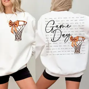 Basketball Hoop Game Day 2-sided Crewneck Sweater, Basketball Mama, Mom Shirt, Coquette Basketball Shirt, Game Day Tee