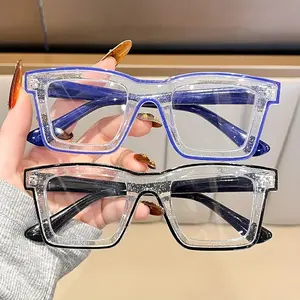 2 pairs of luxury large square reading glasses - suitable for books, TV - women's and men's glasses, women's glasses, women's frames, lightweight, women's large reading glasses, Reading Eyeglasses