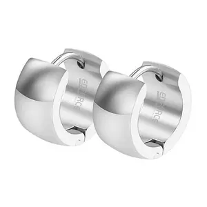 Stately Steel Stainless Steel Small Basic Huggie Hoop Earrings