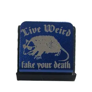 Anodized Aluminum Metal Brim Hat Clip, Live weird - Fake your death