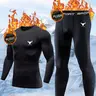 2PCS Men's Thermal Track & Field Base Layer Set – Black Compression Underwear, Running Ski Innerwear, with Bull Logo | Warm Retention for Skiing, Running, Hiking, Work Out, and Outdoor Winter Sportswear Sports Gear