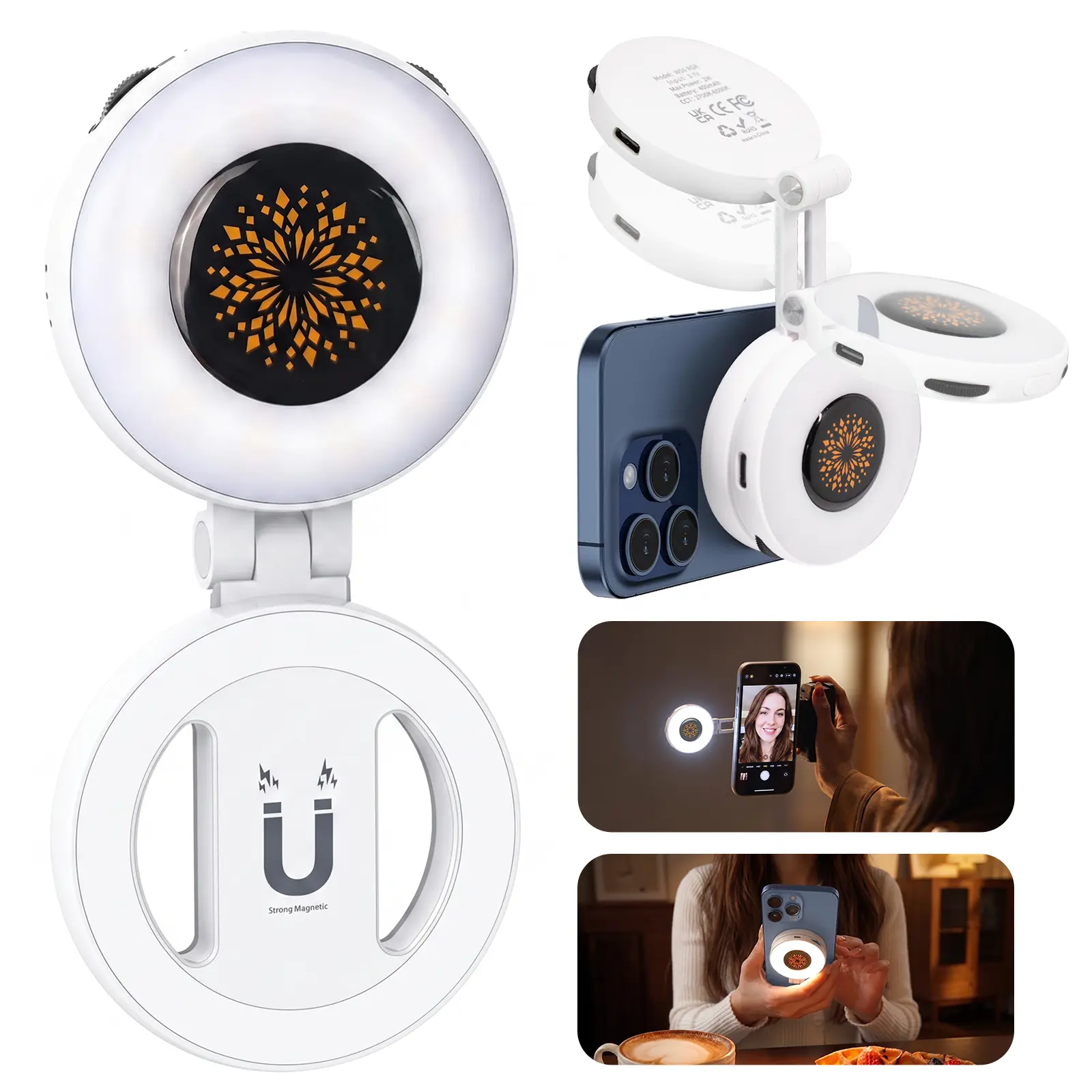 MagSafe RGB Selfie Light | Rechargeable Magnetic LED Fill Light