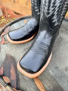 P Black Leather Boots
