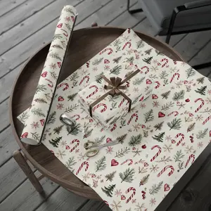 Christmas Candy Cane Heart Green Gift Wrap Rolls Wrapping Paper Rolls christmas gift wrap birthday wrapping , Best of gift, Meaningful gift. (Get 1 paper cutter when buying any 5 rolls)